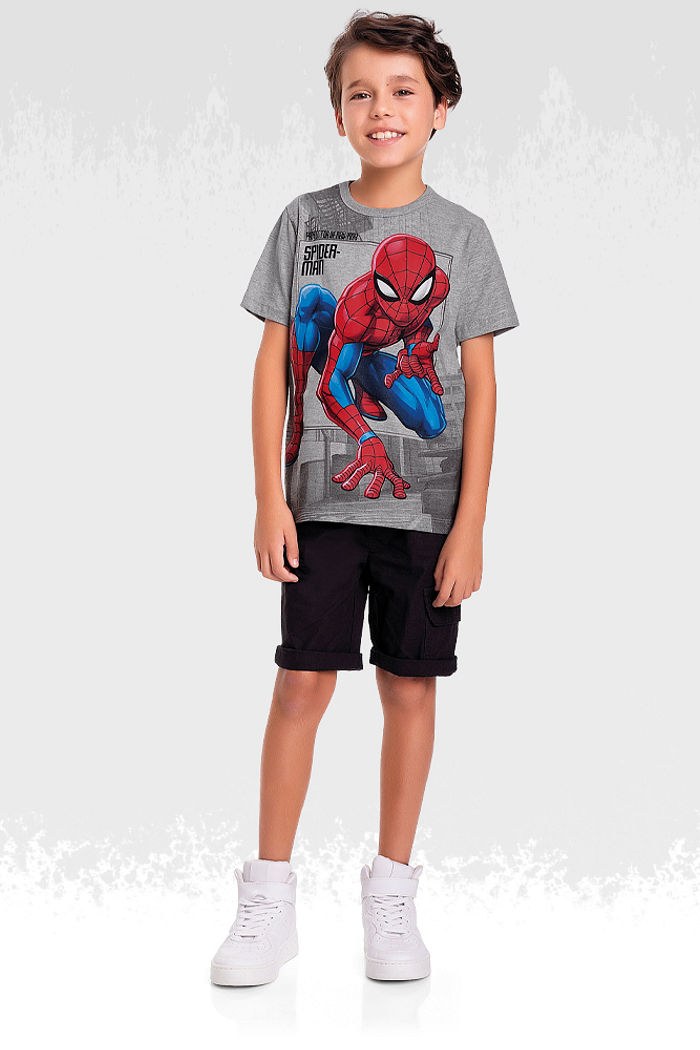 Camiseta homem-aranha em meia malha