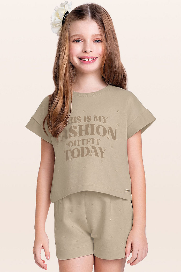 Conjunto blusa e short em moletinho fashion