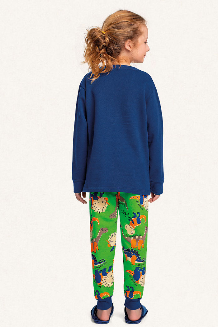 Conjunto pijama blusão e calça em moletom dino