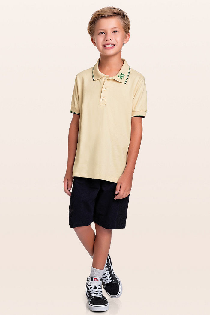 Camisa polo em meia malha bordada