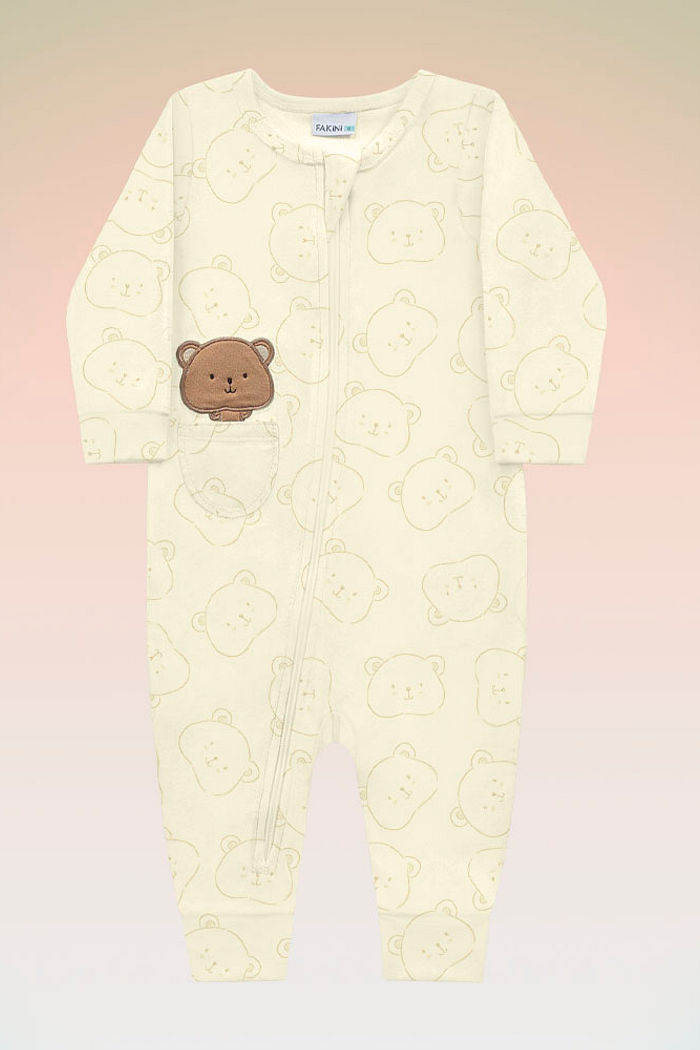 Macacão manga longa em tecido plush poly