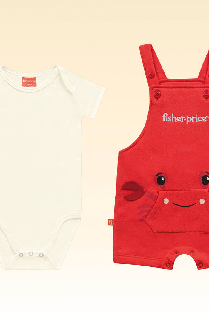 Conjunto body manga curta e macacão em moletinho