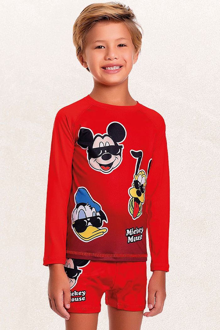 Camiseta manga longa praia turma mickey