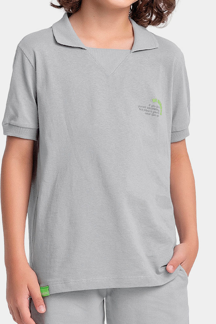 Conjunto camisa polo esporte e bermuda em moletinho