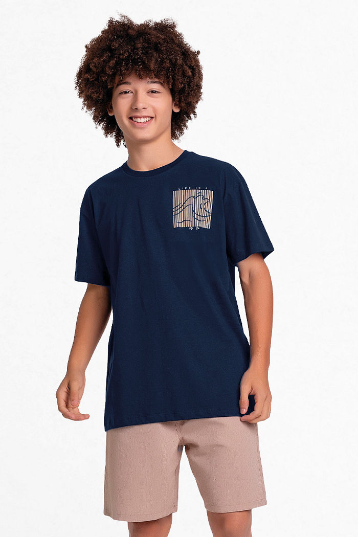 Conjunto camiseta waves e bermuda em tecido ecotex