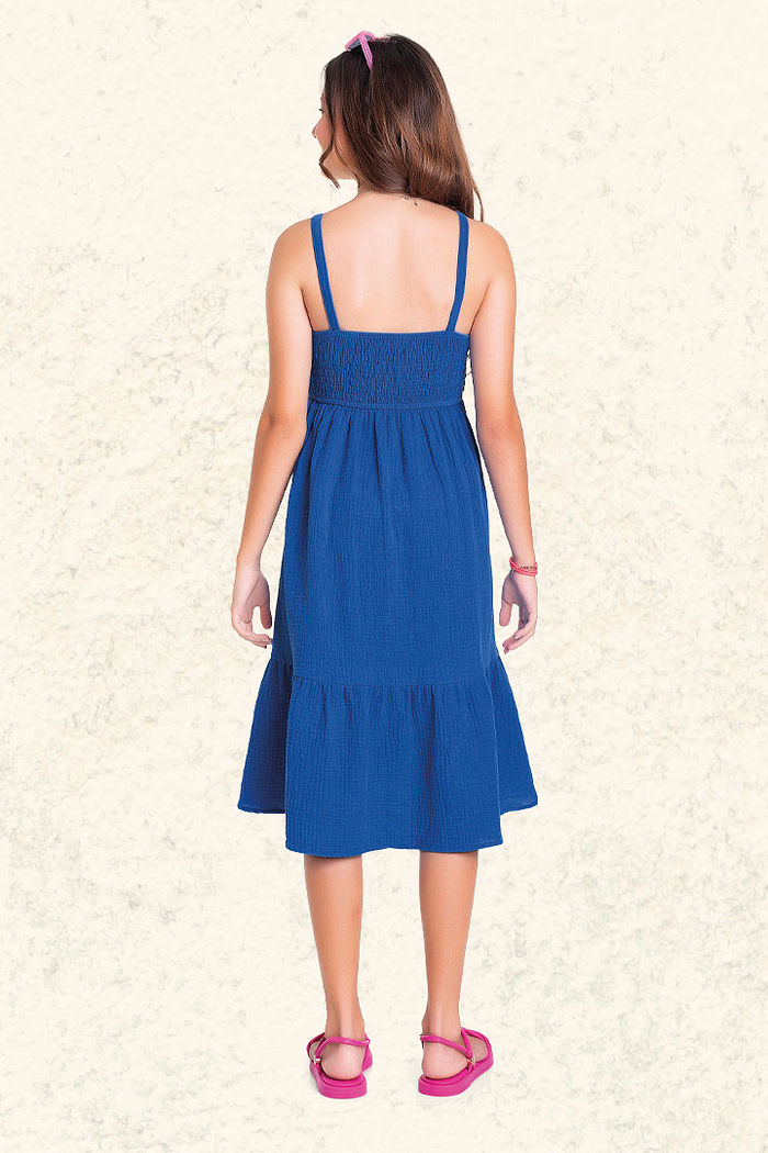 Vestido em tecido malha gase com textura