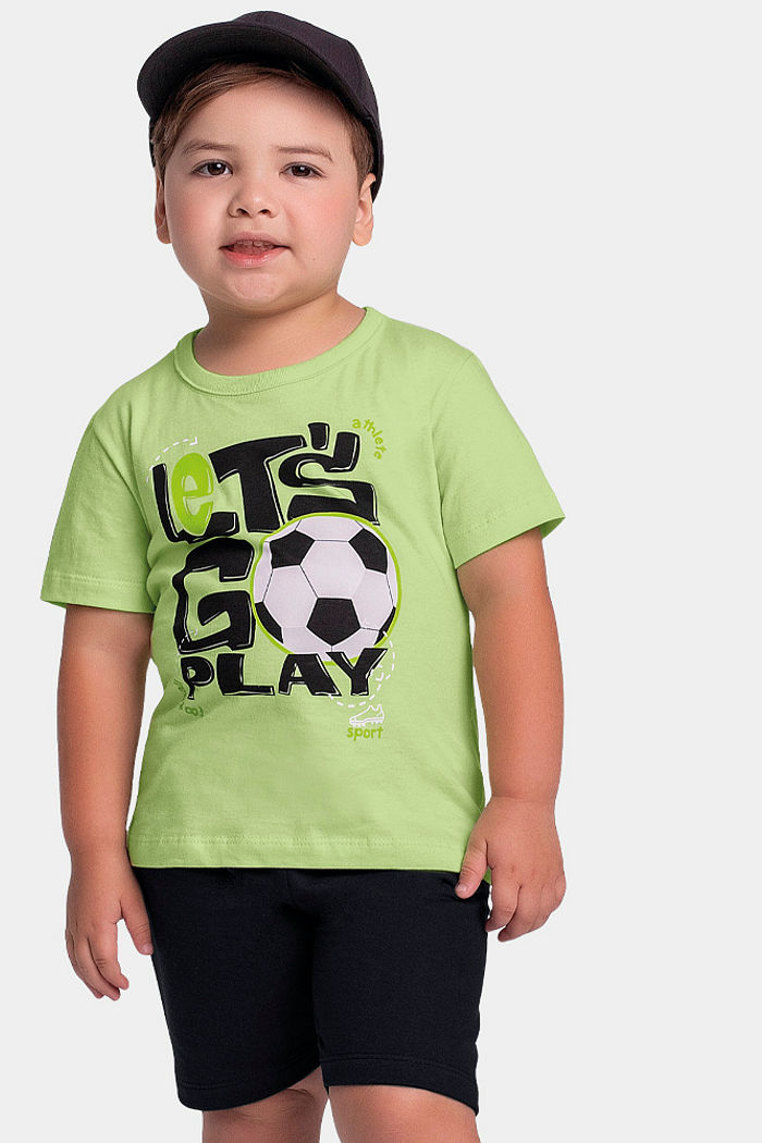 Conjunto camiseta futebol e bermuda em moletinho
