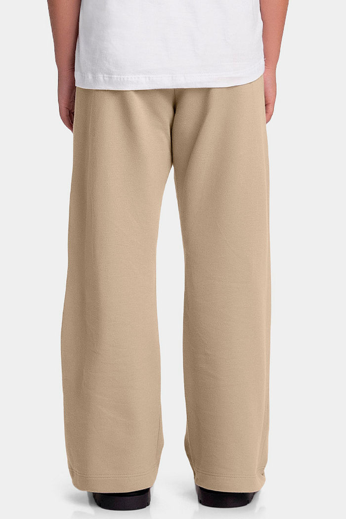 Calça wide leg em moletinho com martingale