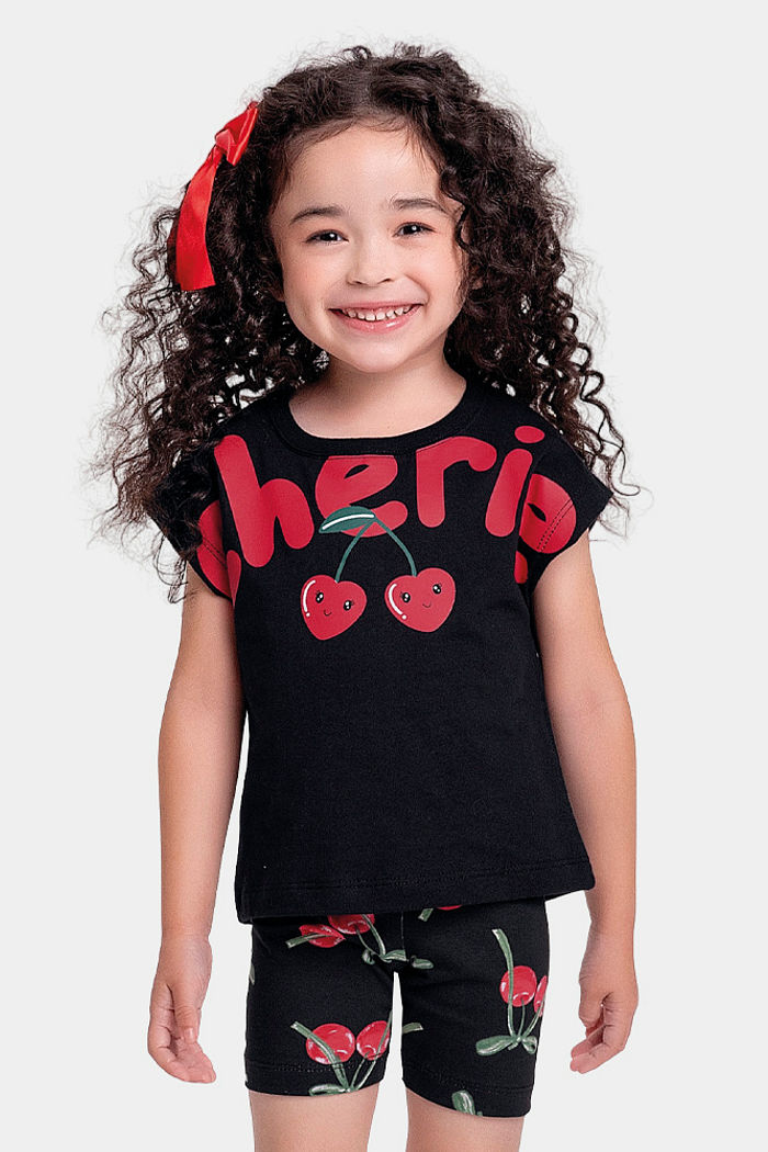 Conjunto blusa e ciclista de cereja