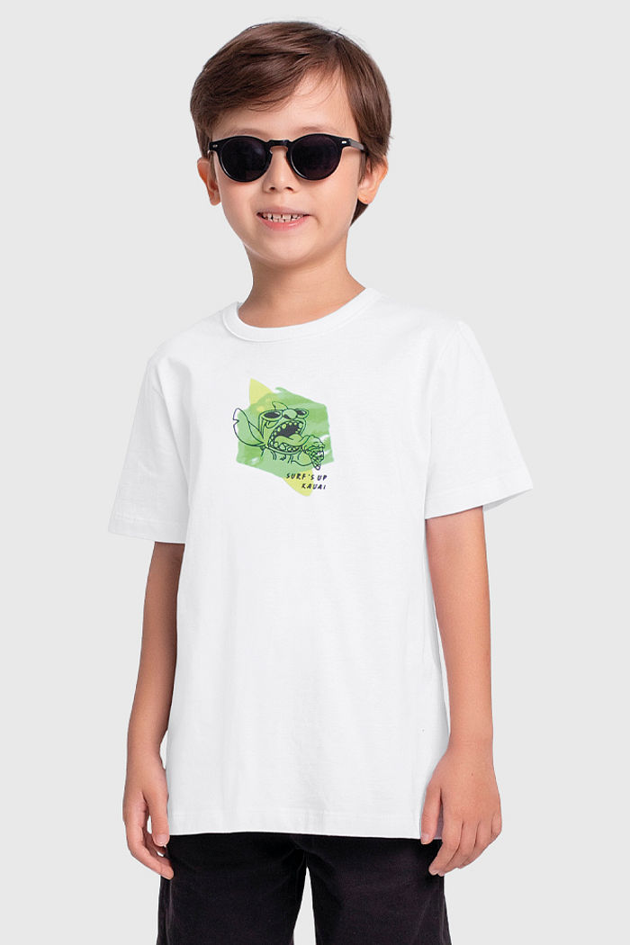 Camiseta com detalhe de silk relevo em 3D Stitch