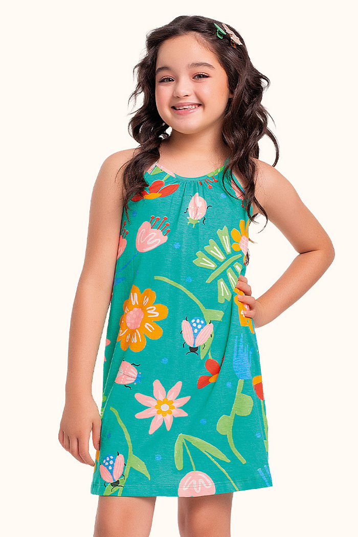 Vestido em meia malha com alcinha jardim