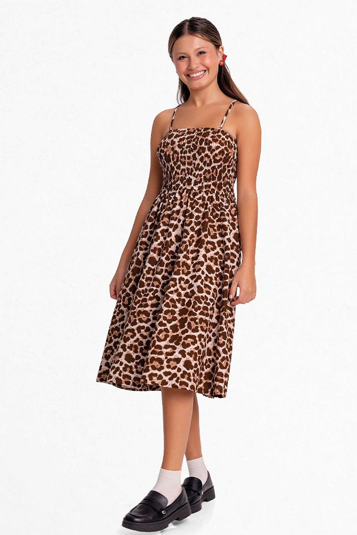 Vestido com lastex e alças em malha florence