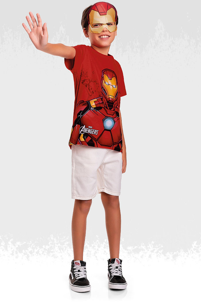 Camiseta em meia malha vingadores com mascara