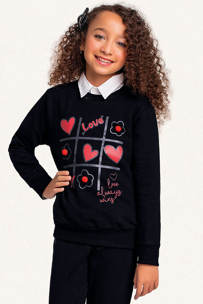 Conjunto blusão e calça em moletom love