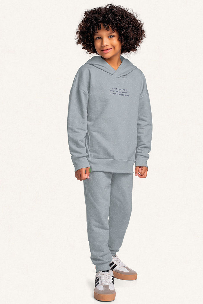 Conjunto blusão com capuz e calça em moletom molinê