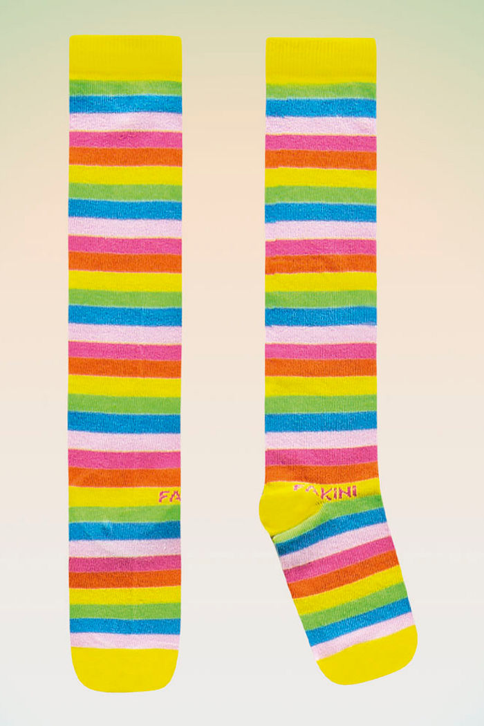 Meia 3/4 listras coloridas