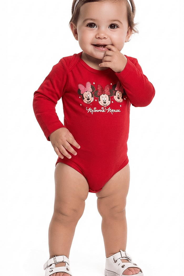 Body manga longa Minnie em suedine