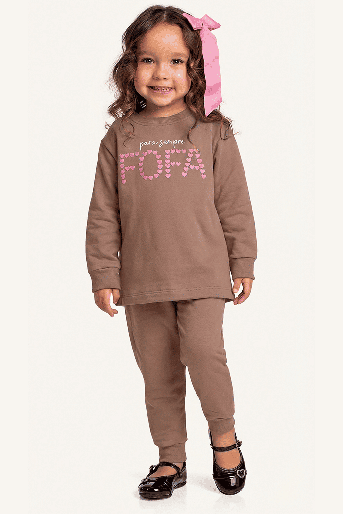 Conjunto blusão e calça em moletom fofa
