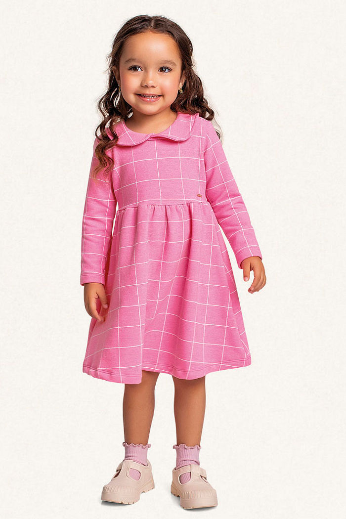 Vestido em molecotton molinê xadrez