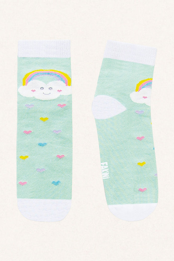 Meia cano curto rainbow love