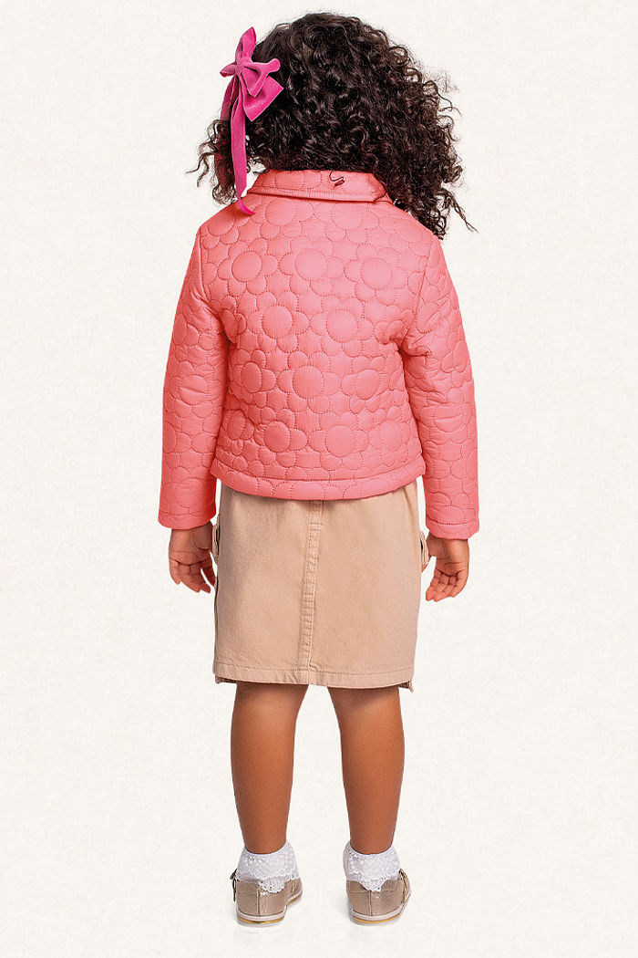 Jaqueta puffer com forro flores