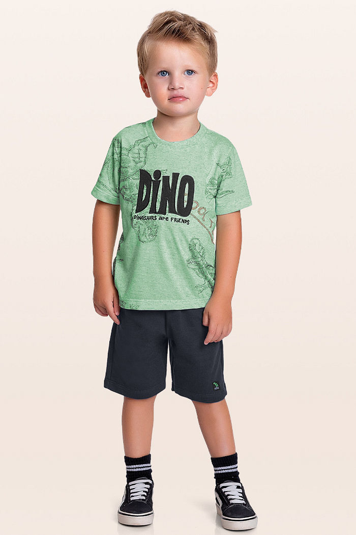 Conjunto camiseta e bermuda dino