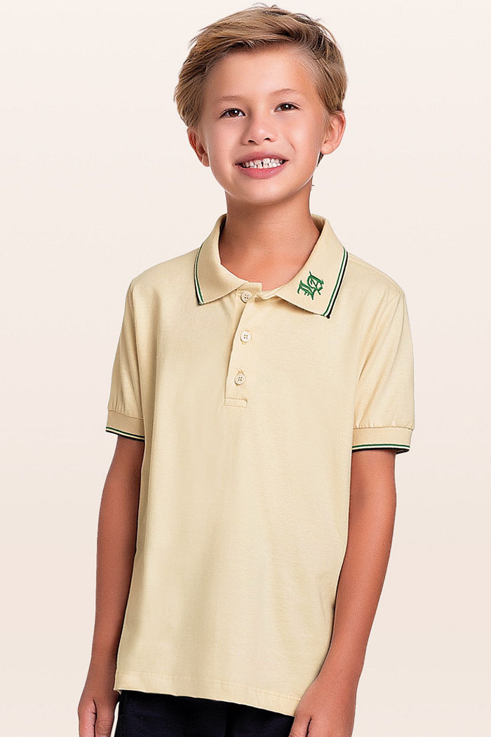 Camisa polo em meia malha bordada