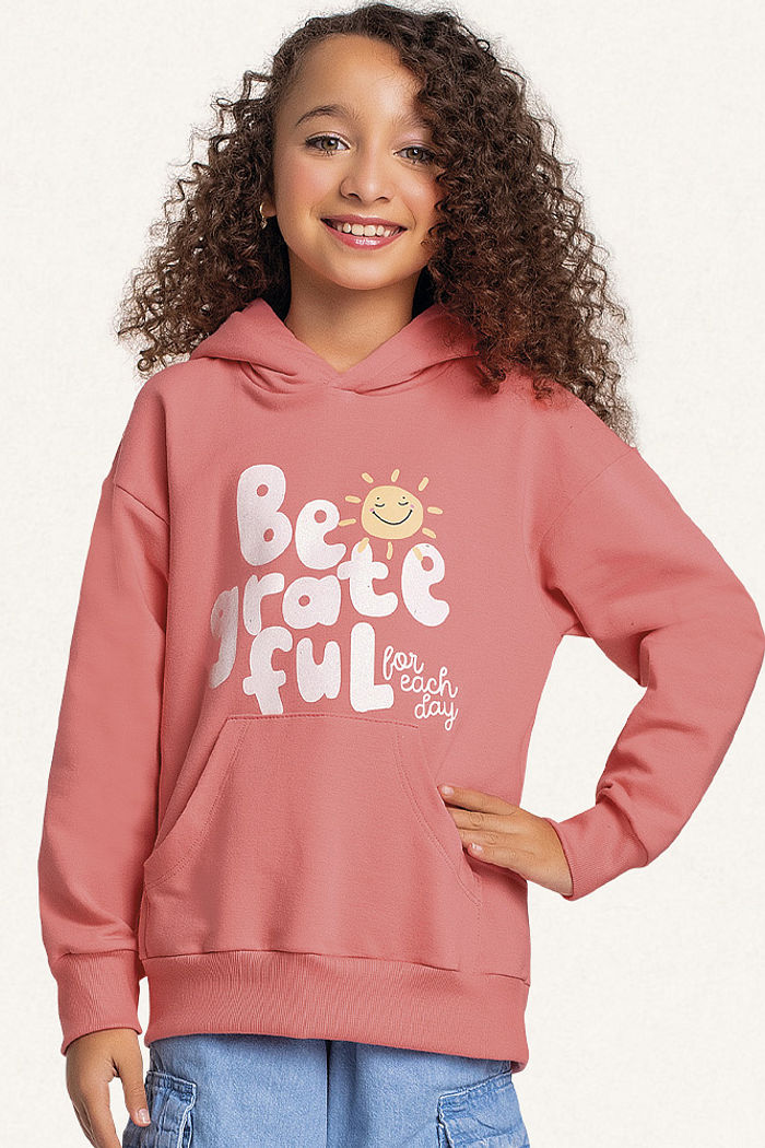 Blusão com capuz em moletom be grateful