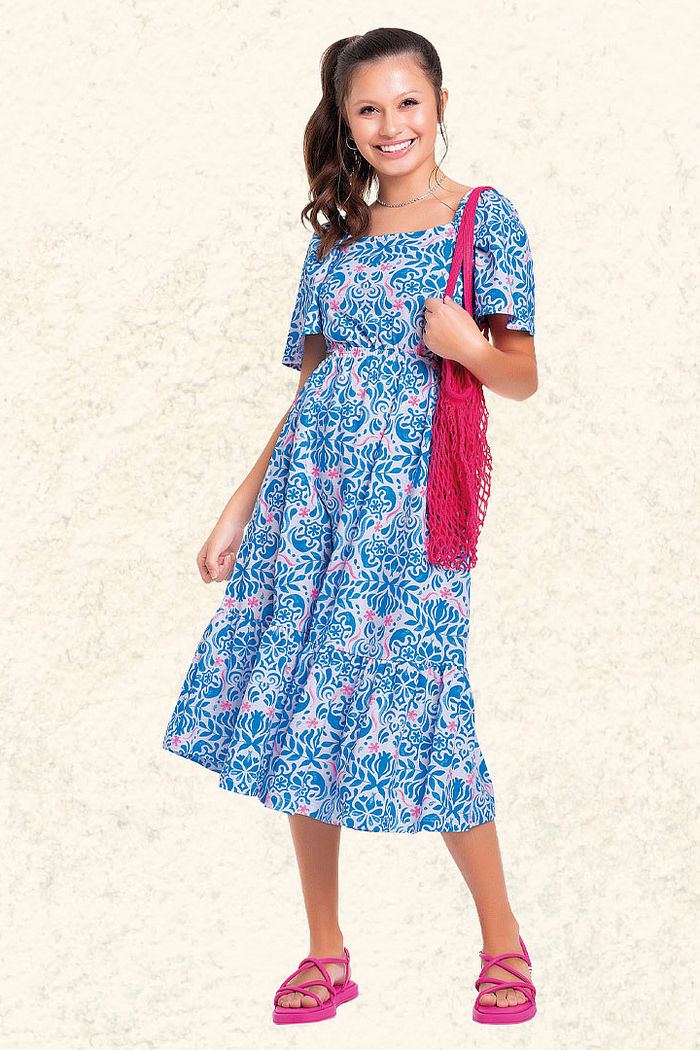 Vestido midi em malha florence