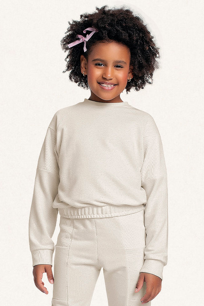 Conjunto blusão e calça em moletinho linho