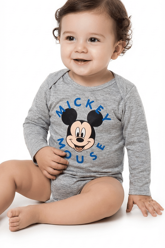 Body manga longa em suedine Mickey Mouse