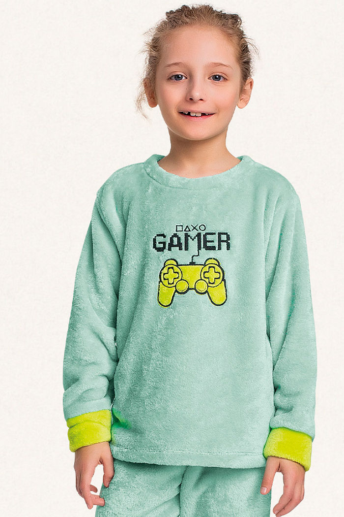 Conjunto blusão e calça em tecido fleece gamer