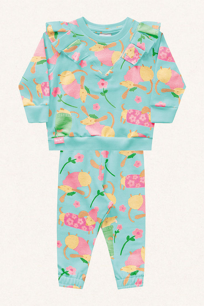 Conjunto blusão e calça em molecotton dogs