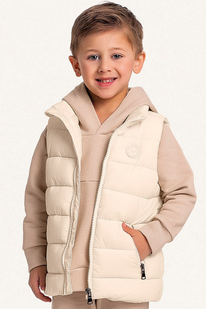 Colete puffer com forro e bolso