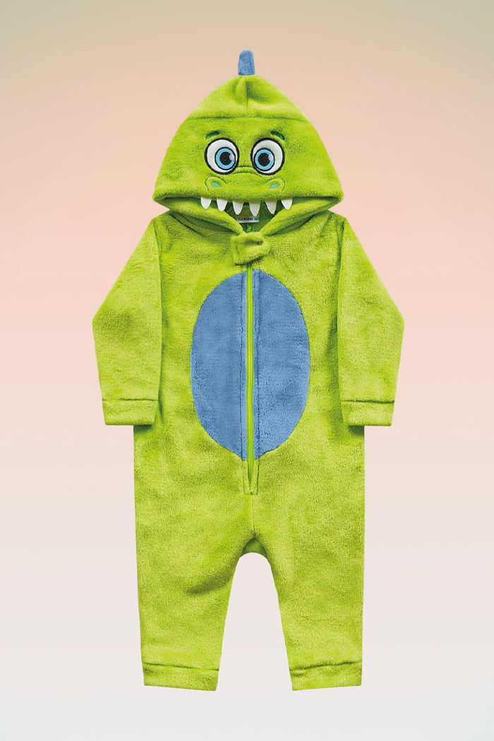 Kigurumi dinossauro em tecido fleece