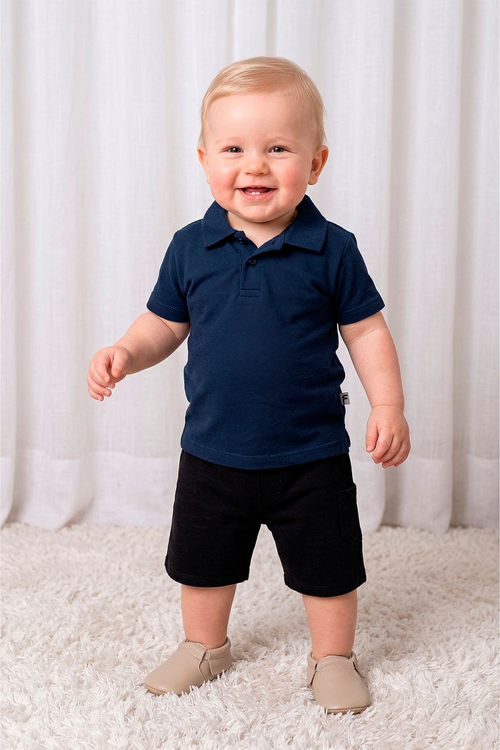 Camisa polo em meia malha