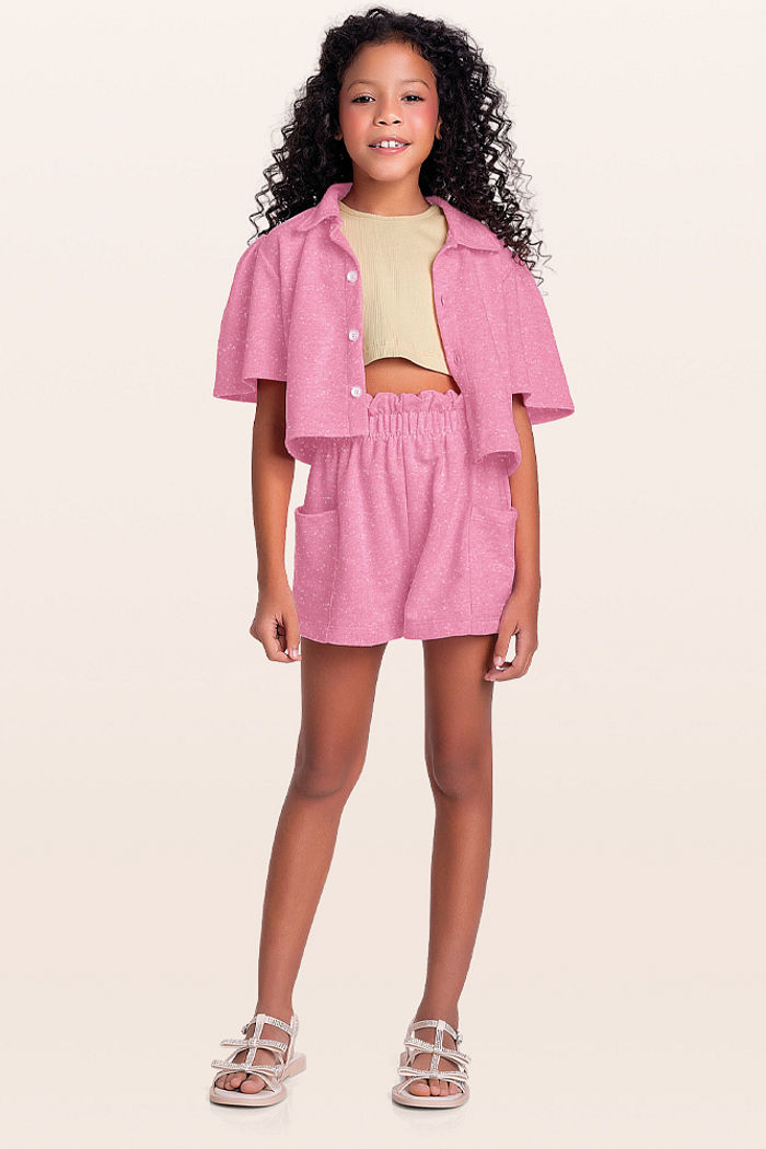 Conjunto regata e camisa e short com bolso