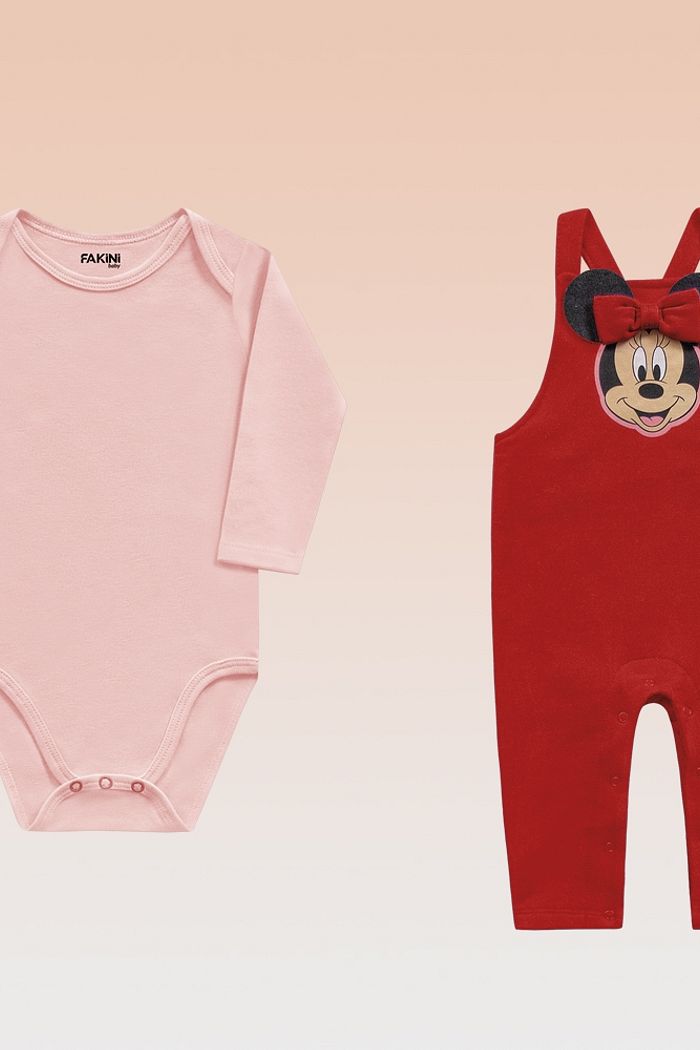 Conjunto body manga longa em suedine e macacão em moletom