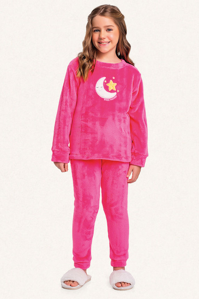 Conjunto blusão e calça em tecido fleece lua