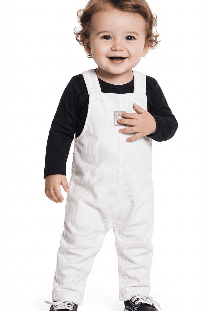 Conjunto body manga longa em meia malha e macacão em tecido fleece