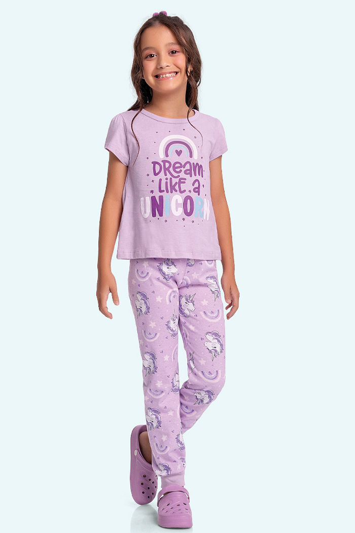 Conjunto pijama unicórnio blusa e calça