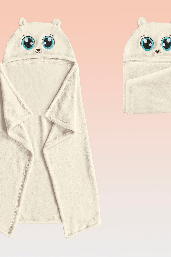 Manta com capuz em tecido fleece