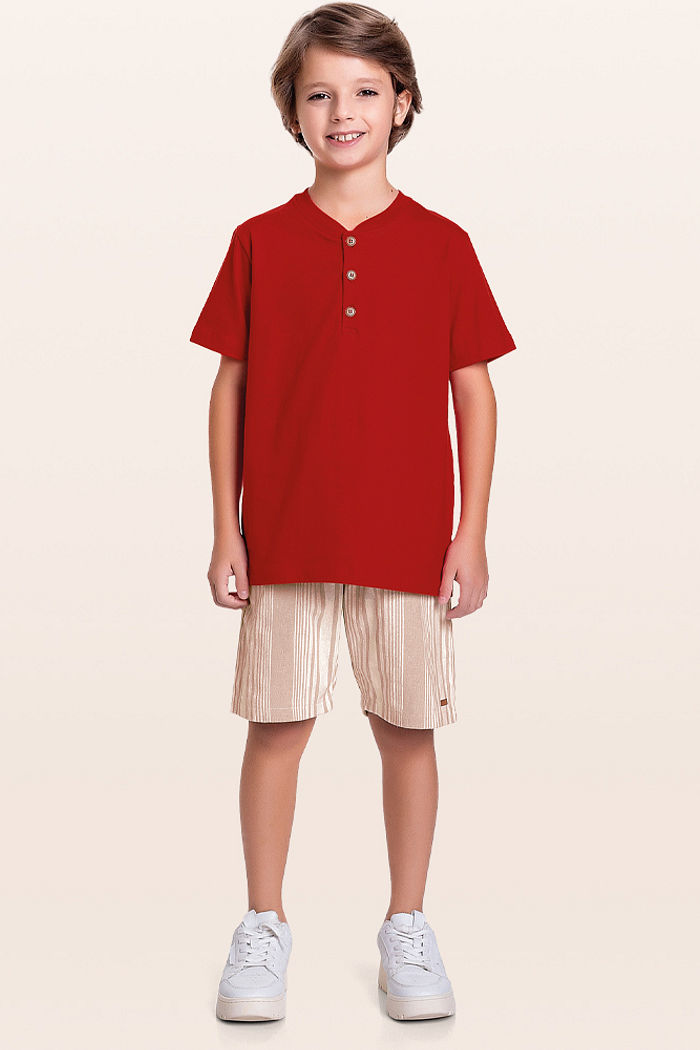 Conjunto camiseta e bermuda de listras