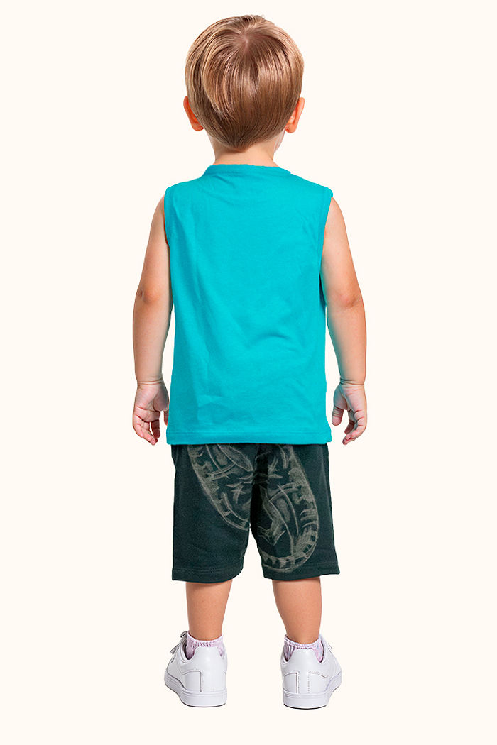 Conjunto regata e bermuda dinossauro