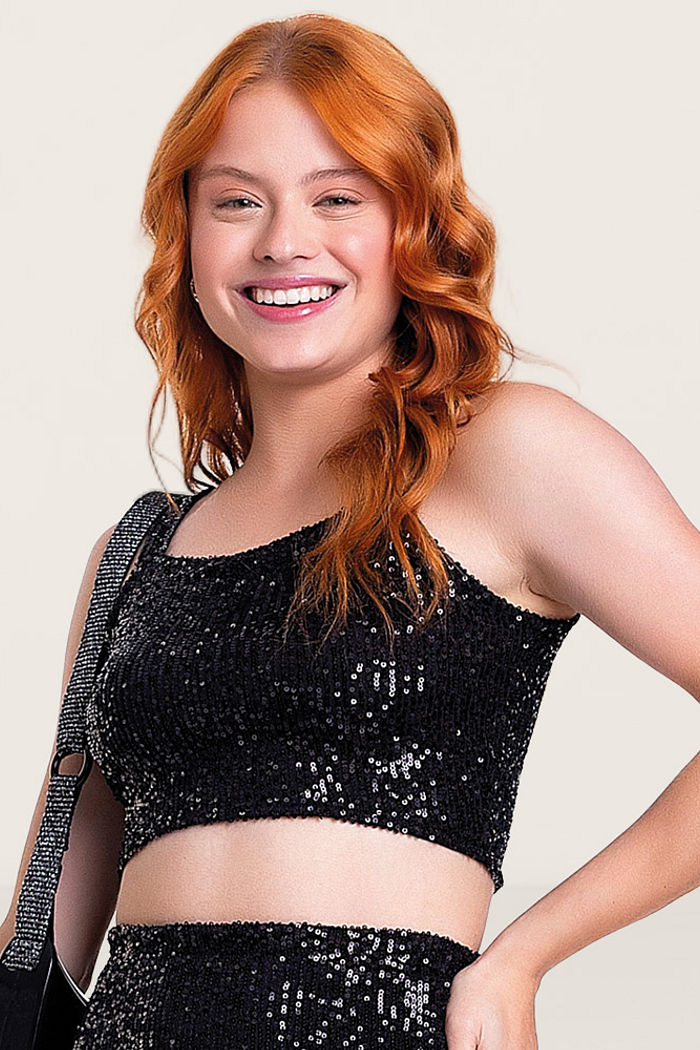 Regata em tecido lantejoula