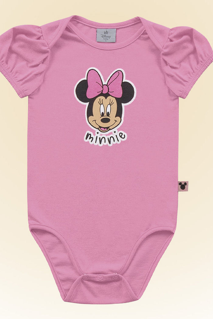 Body manga curta em meia malha molinê Minnie