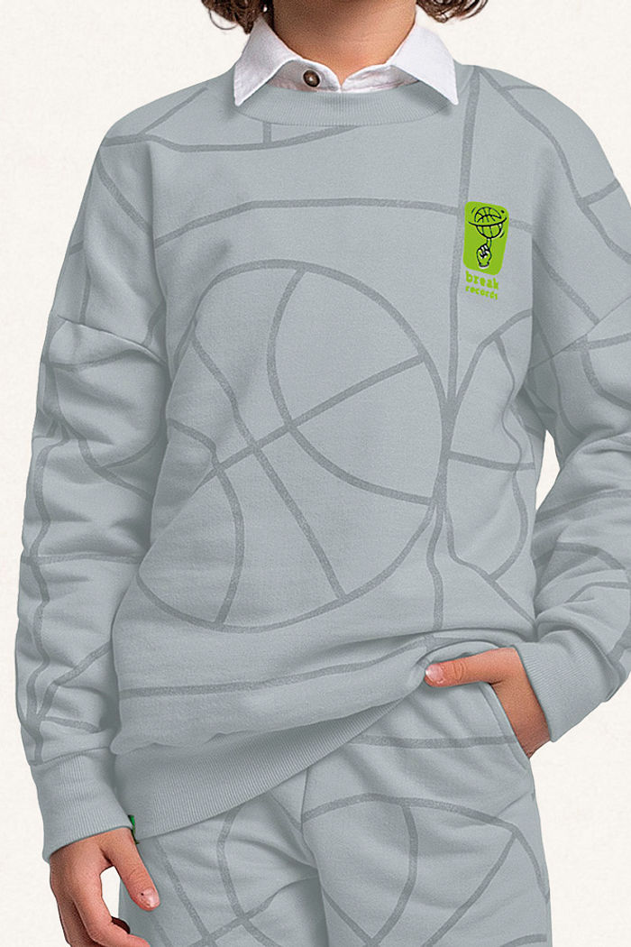 Conjunto blusão e calça em moletom basquete