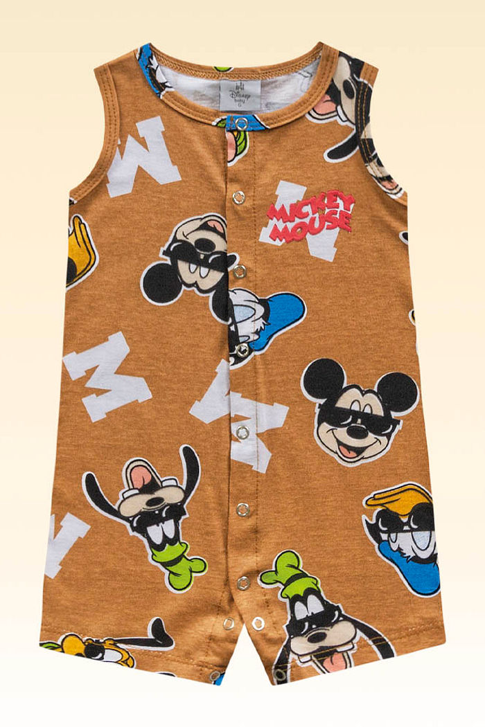 Macacão em meia malha mickey e amigos