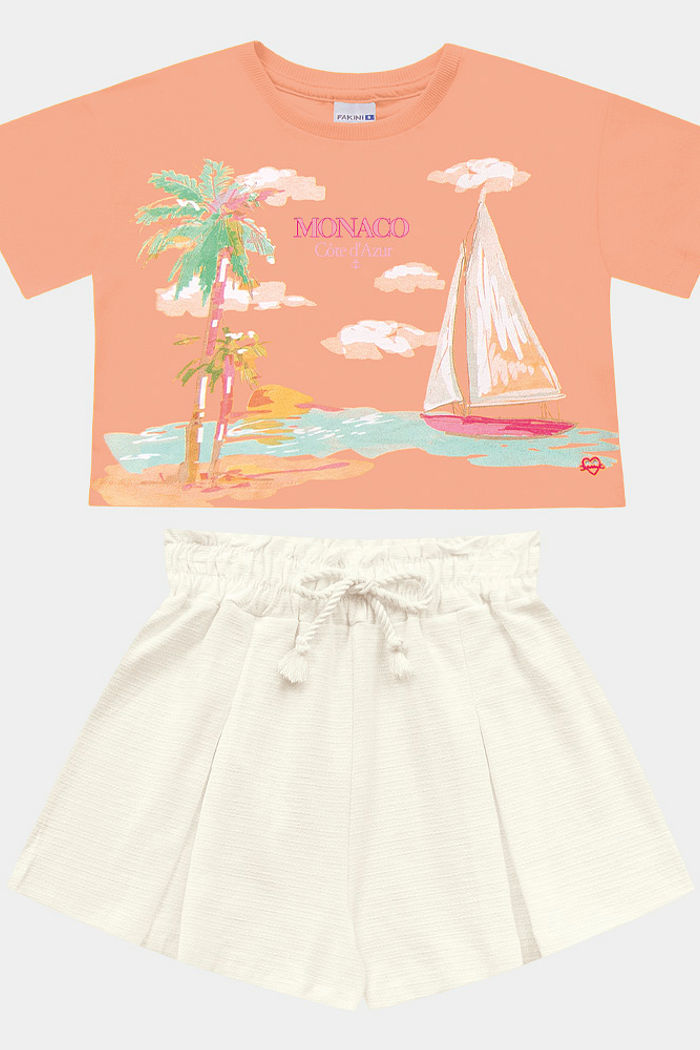 Conjunto blusa e short praiano