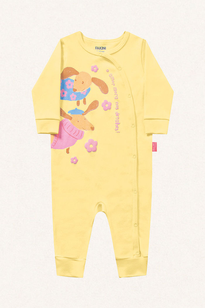 Macacão manga longa em suedine dogs